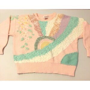 Vintage 80s Fairy Kei Kawaii Pastel Sweater Rainbow Softgirl Twee Fairycore (T5)